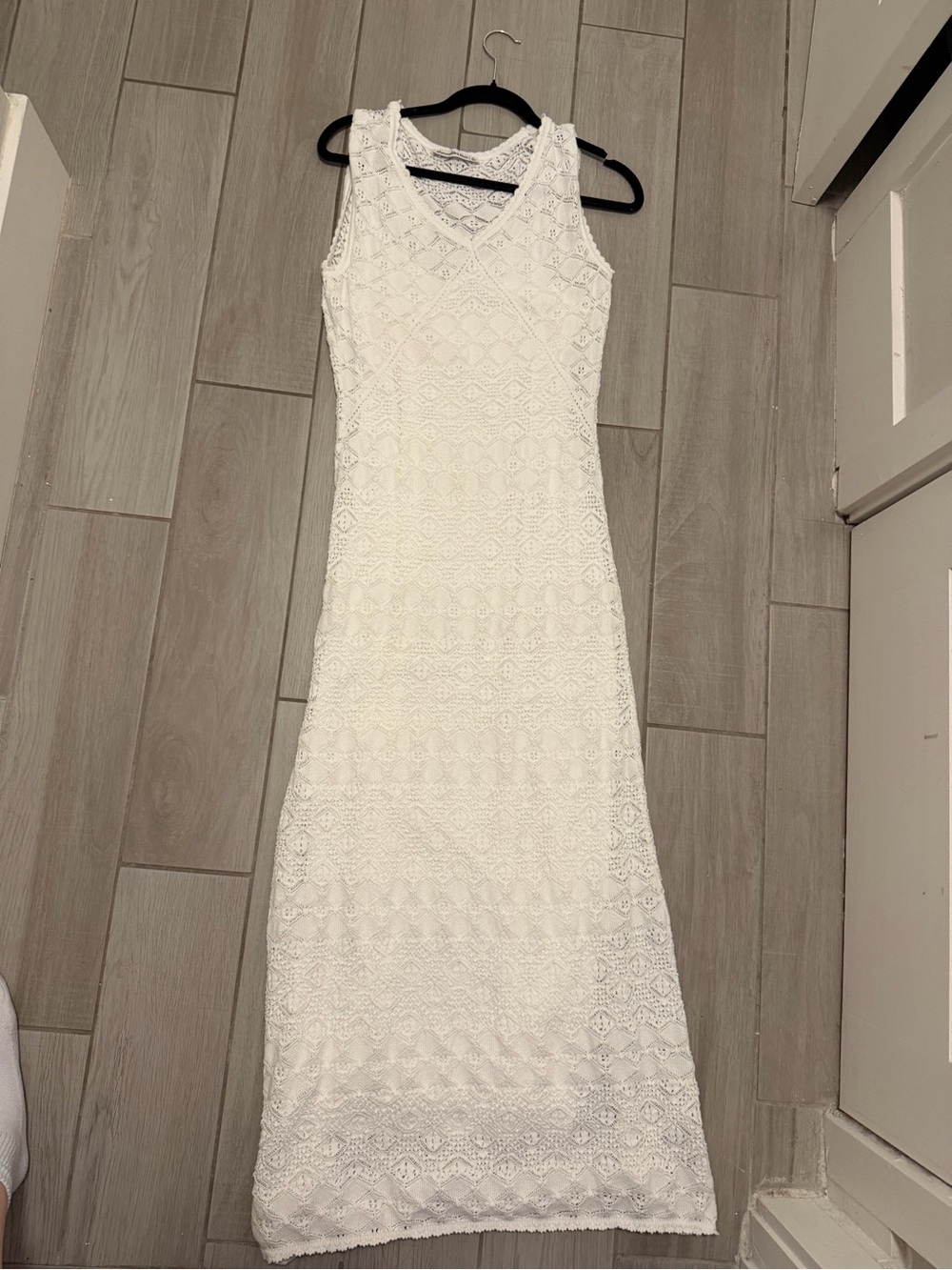 Abercrombie & Fitch White Lace Pointelle Maxi Dress